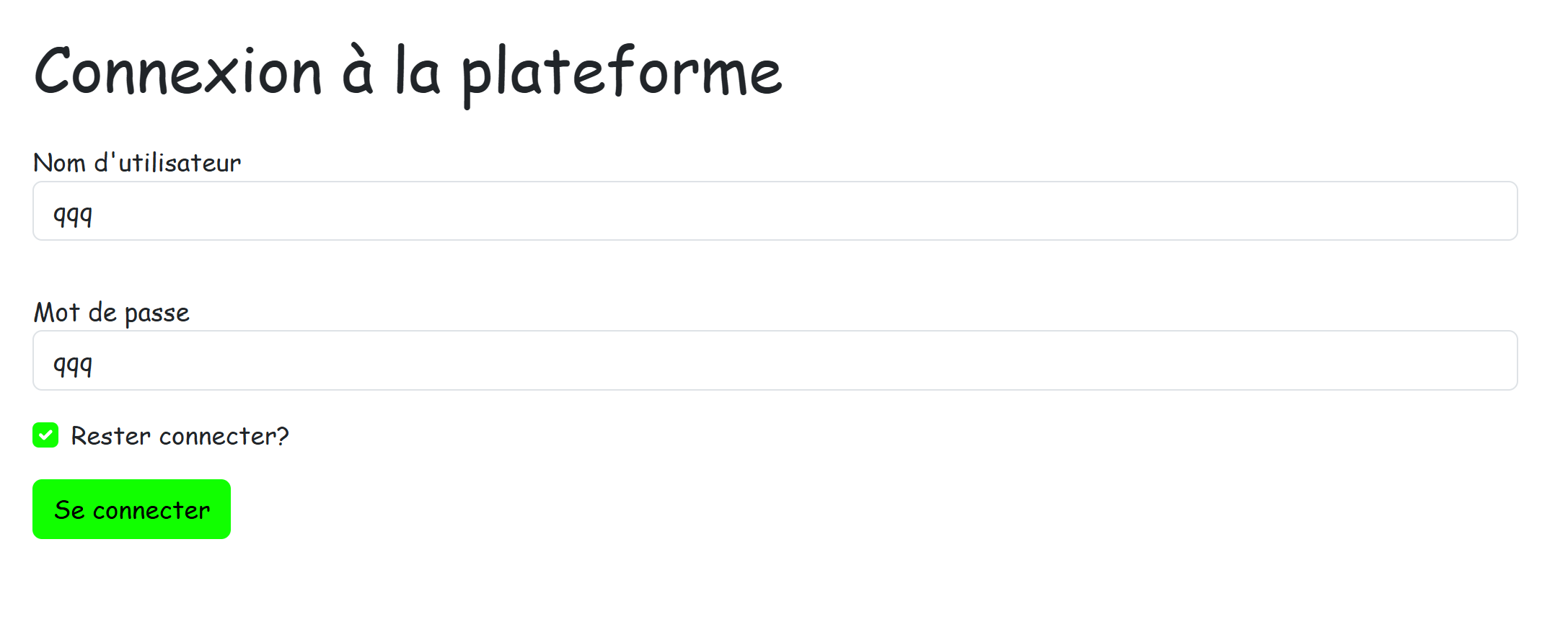 Exemple page de connexion